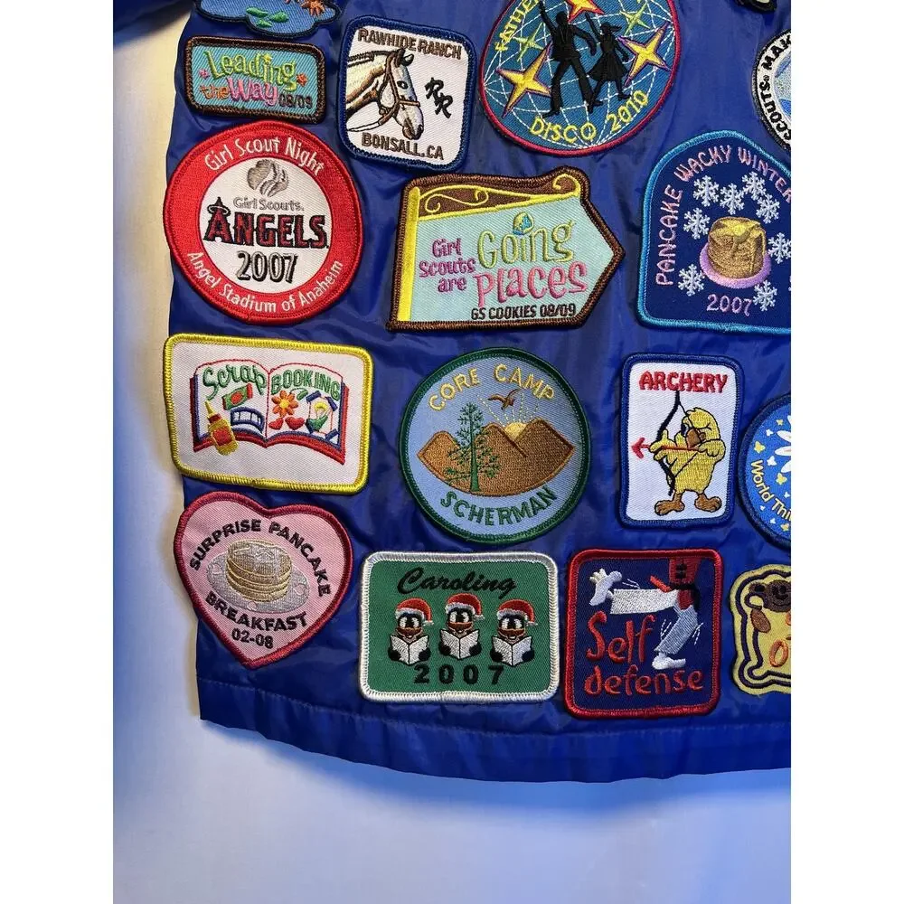 Augusta‎ Sportswear Jacket Girls Youth M Blue Girl Scouts Patch Windbreaker